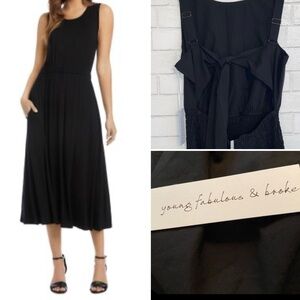 New $210 YFB Young Fabulous & Broke Lyocell Cotton BLK Smocked Waist Sundress LG